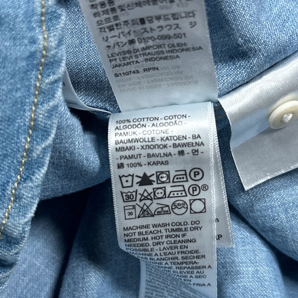 NWT Levi's Barstow Western Standard Pearl Snap Button Blue L/S Shirt Mens Small - Picture 11 of 13